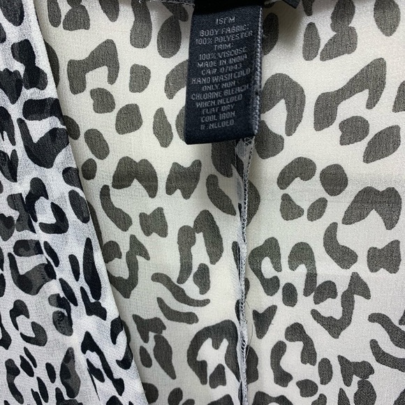 STEVE Madden Sheer Black White Fringed Swim Cover up Kimono Leopards Print O/S - Picture 6 of 10